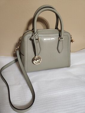 Michael Kors Sage Saffiano Leather Satchel with Gold Accents